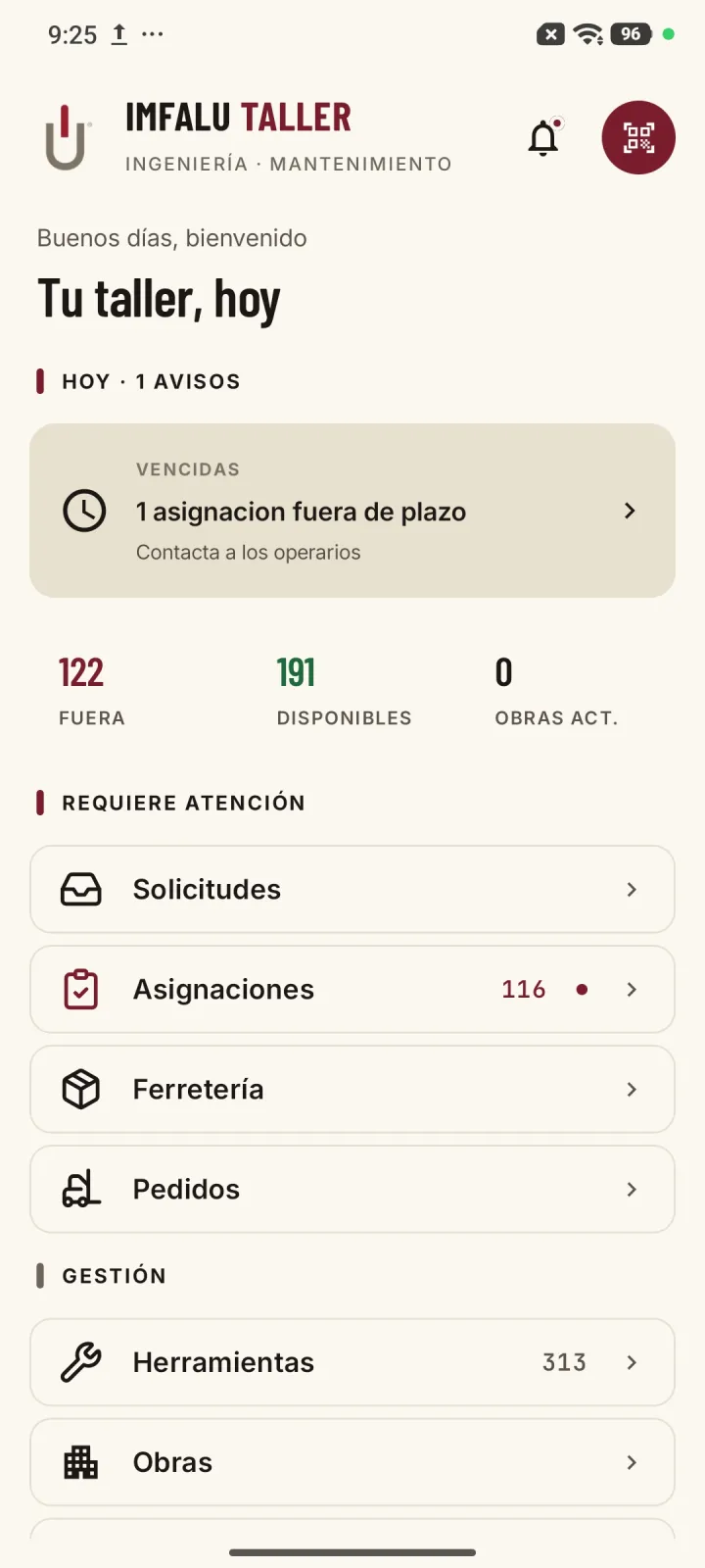 IMFALU Taller — app móvil
